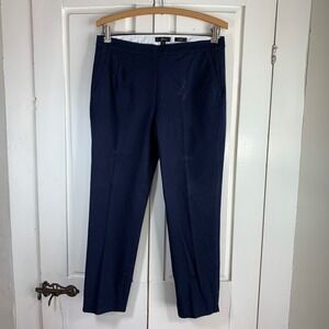 J Crew Martie Navy Blue Flat Front Ankle Pants Women Size 6 Preppy Church School